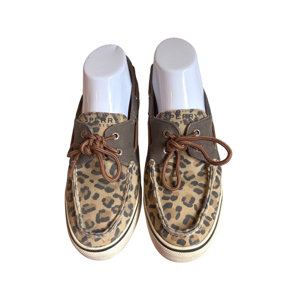 Sperry‎ Top-Sider Womens 8.5 M Leopard Print Canvas Boat Shoes H12-CH171 Brown